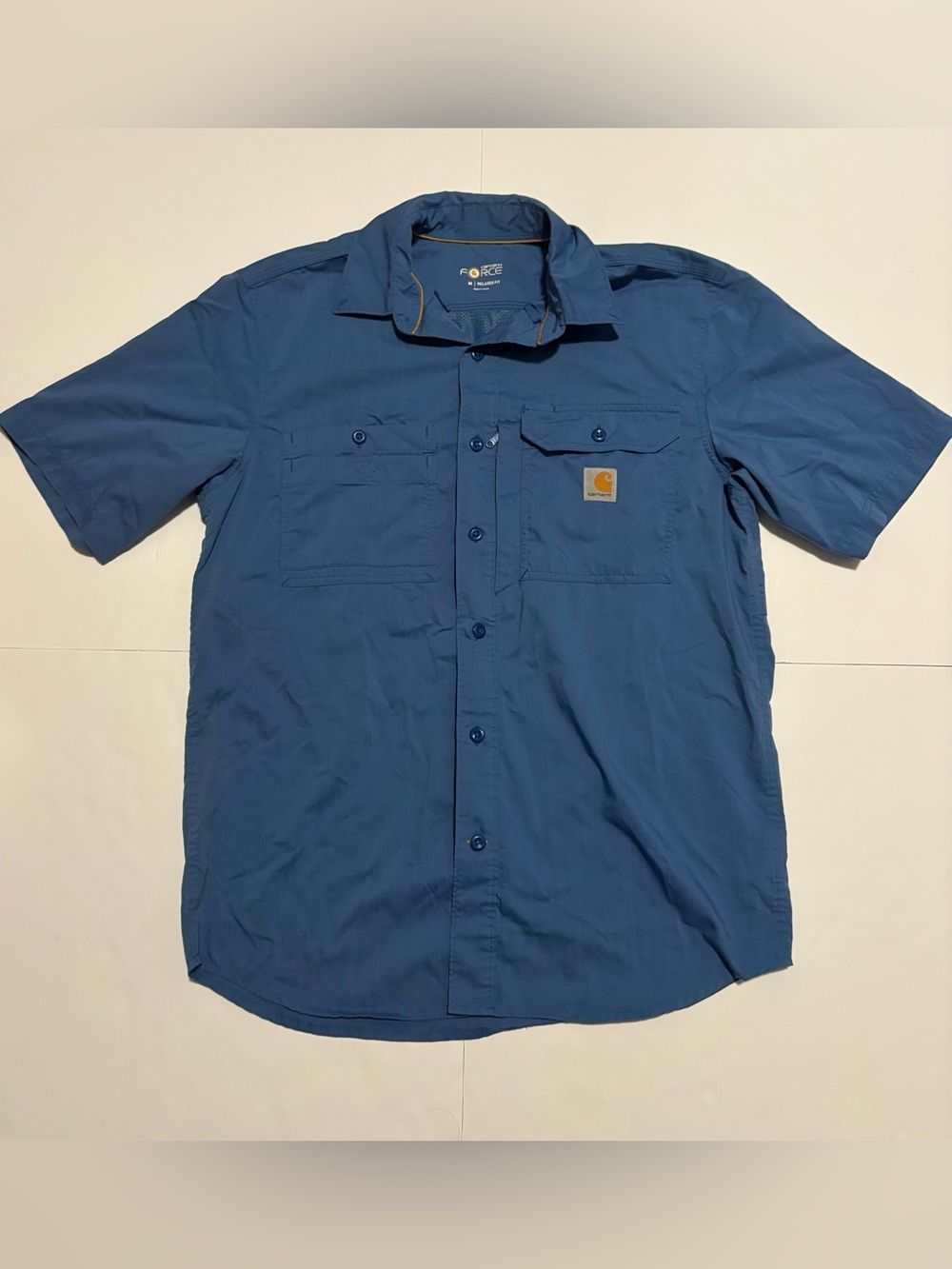 Carhartt Force Relaxed Fit Blue Work Shirt Medium